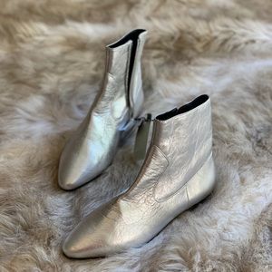 silver flat boots
